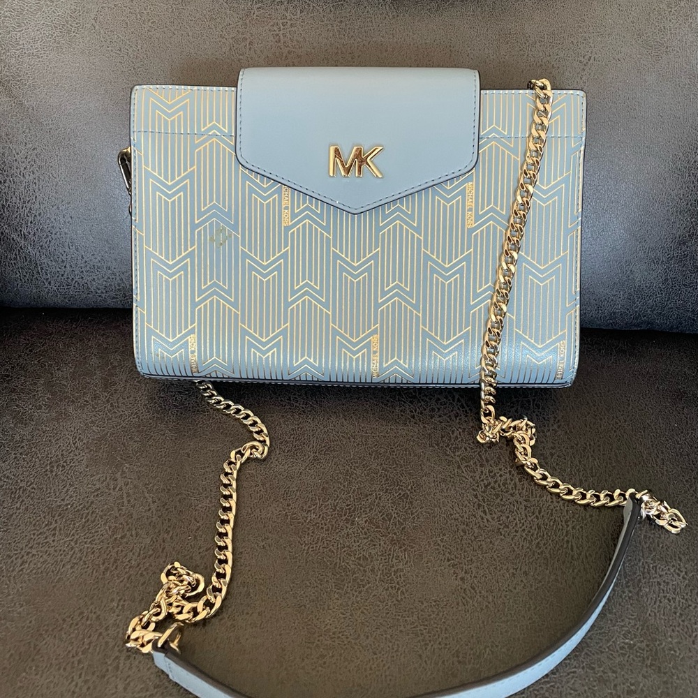 Michael Kors Blue and Gold Patterned Crossbody Bag